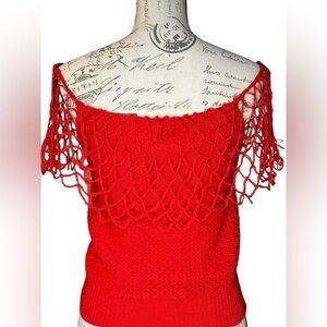 Seymour Kerman exclusive Women's Netted webbed  Sleeve Shirt Size S Vintage EUC